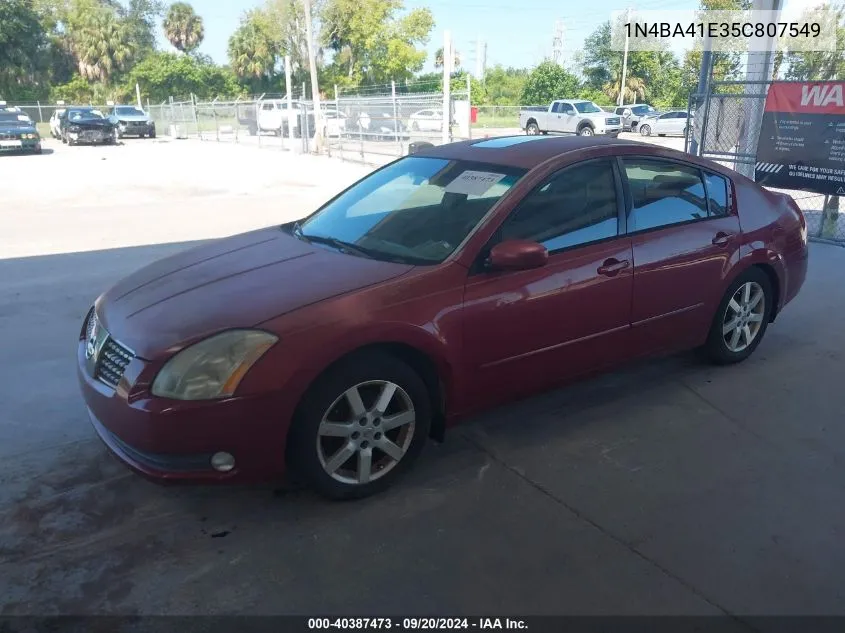 2005 Nissan Maxima 3.5 Sl VIN: 1N4BA41E35C807549 Lot: 40387473