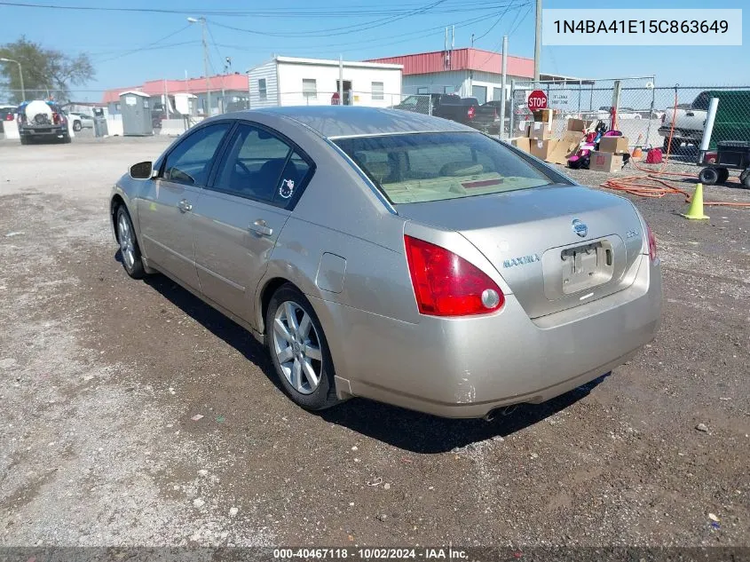 2005 Nissan Maxima 3.5 Sl VIN: 1N4BA41E15C863649 Lot: 40467118