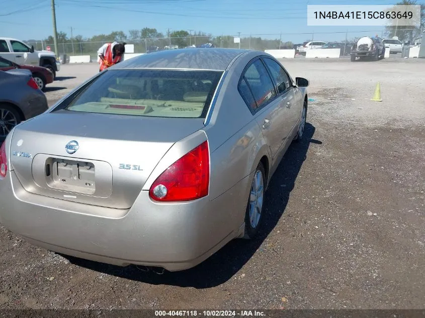 2005 Nissan Maxima 3.5 Sl VIN: 1N4BA41E15C863649 Lot: 40467118