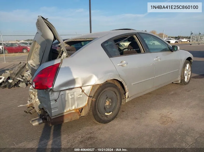 2005 Nissan Maxima Se/Sl VIN: 1N4BA41E25C860100 Lot: 40640027