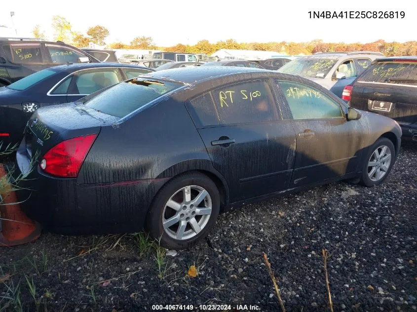 2005 Nissan Maxima 3.5 Sl VIN: 1N4BA41E25C826819 Lot: 40674149