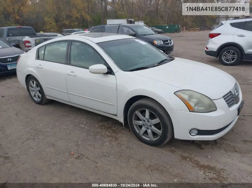 2005 Nissan Maxima 3.5 Sl VIN: 1N4BA41E85C877418 Lot: 40694930