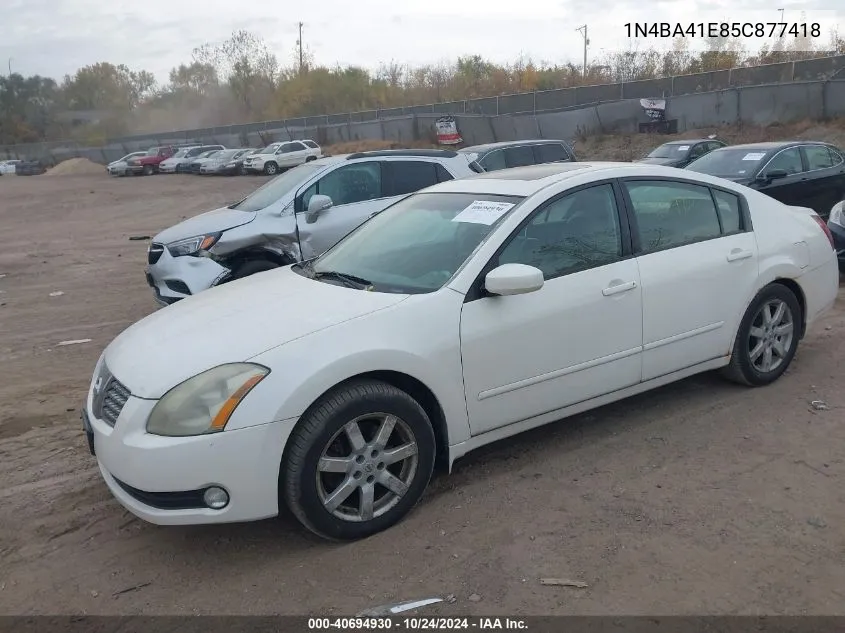 2005 Nissan Maxima 3.5 Sl VIN: 1N4BA41E85C877418 Lot: 40694930