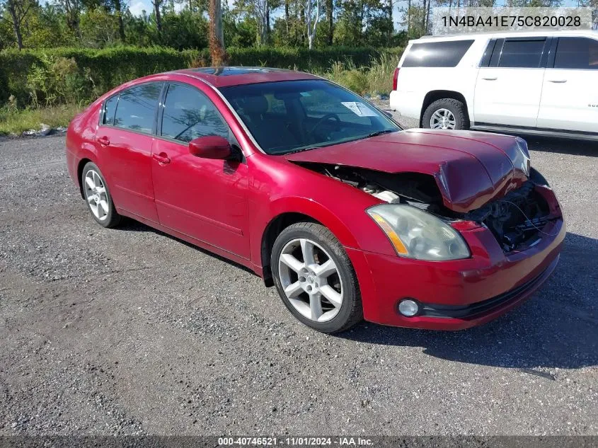 2005 Nissan Maxima Se/Sl VIN: 1N4BA41E75C820028 Lot: 40746521