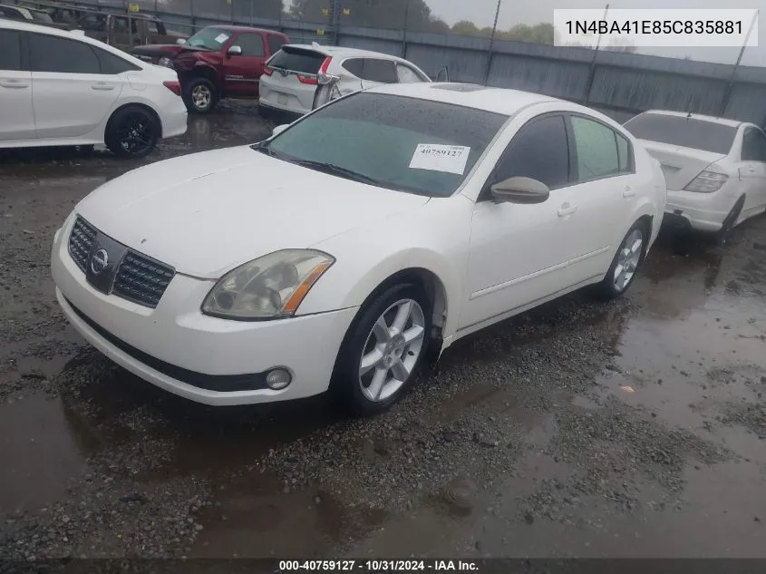 2005 Nissan Maxima 3.5 Se VIN: 1N4BA41E85C835881 Lot: 40759127