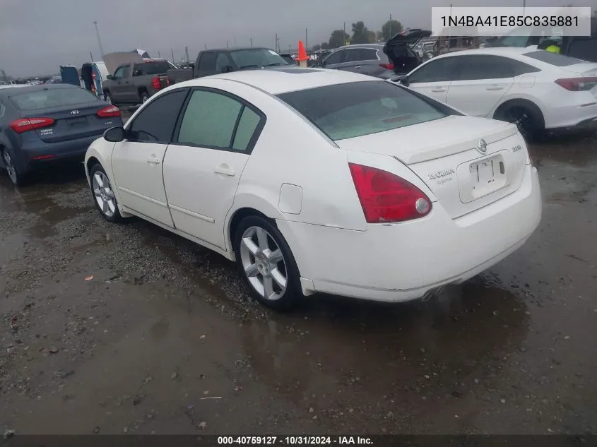 2005 Nissan Maxima 3.5 Se VIN: 1N4BA41E85C835881 Lot: 40759127