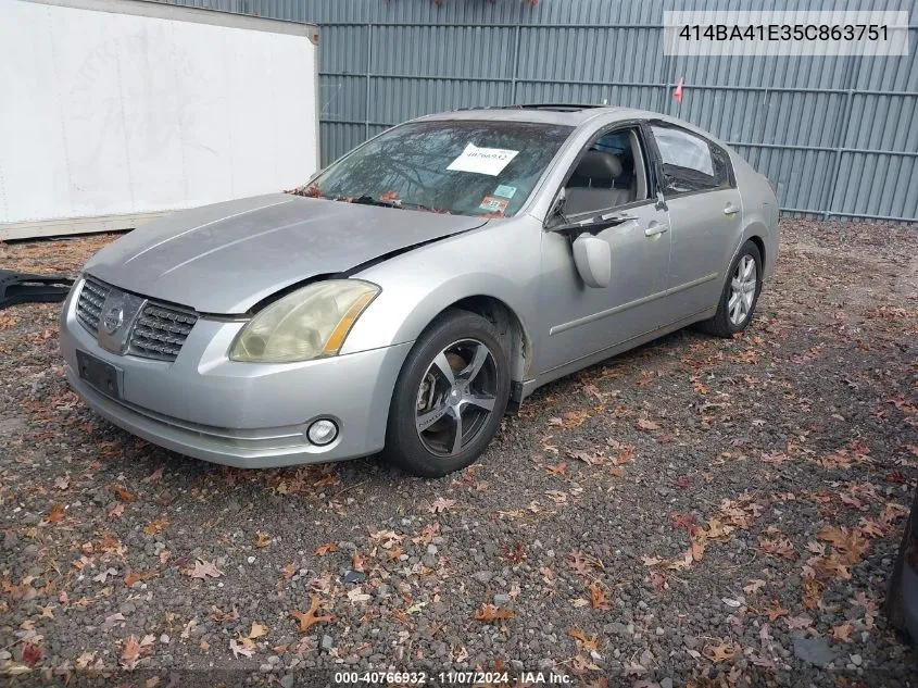 2005 Nissan Maxima 3.5 Sl VIN: 414BA41E35C863751 Lot: 40766932