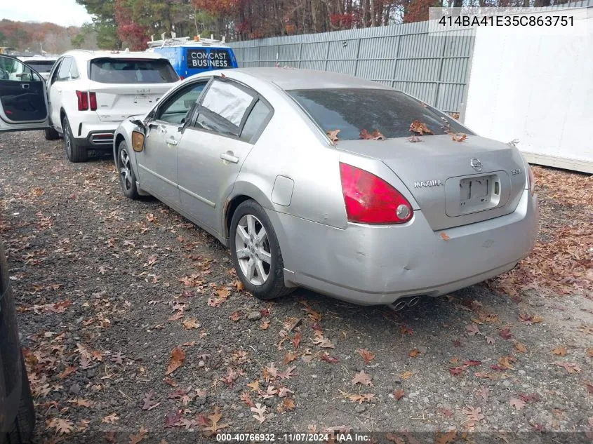 2005 Nissan Maxima 3.5 Sl VIN: 414BA41E35C863751 Lot: 40766932