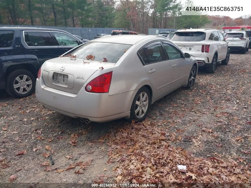 2005 Nissan Maxima 3.5 Sl VIN: 414BA41E35C863751 Lot: 40766932