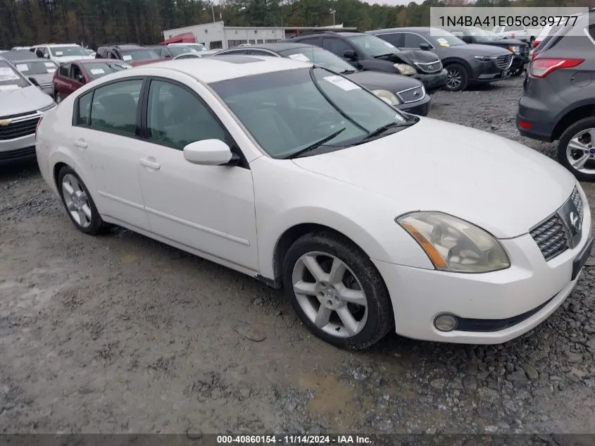 1N4BA41E05C839777 2005 Nissan Maxima 3.5 Se