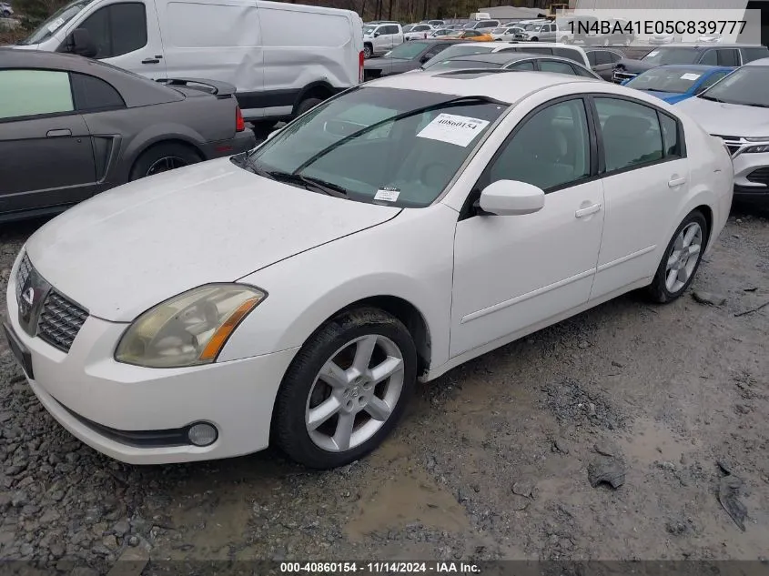 1N4BA41E05C839777 2005 Nissan Maxima 3.5 Se