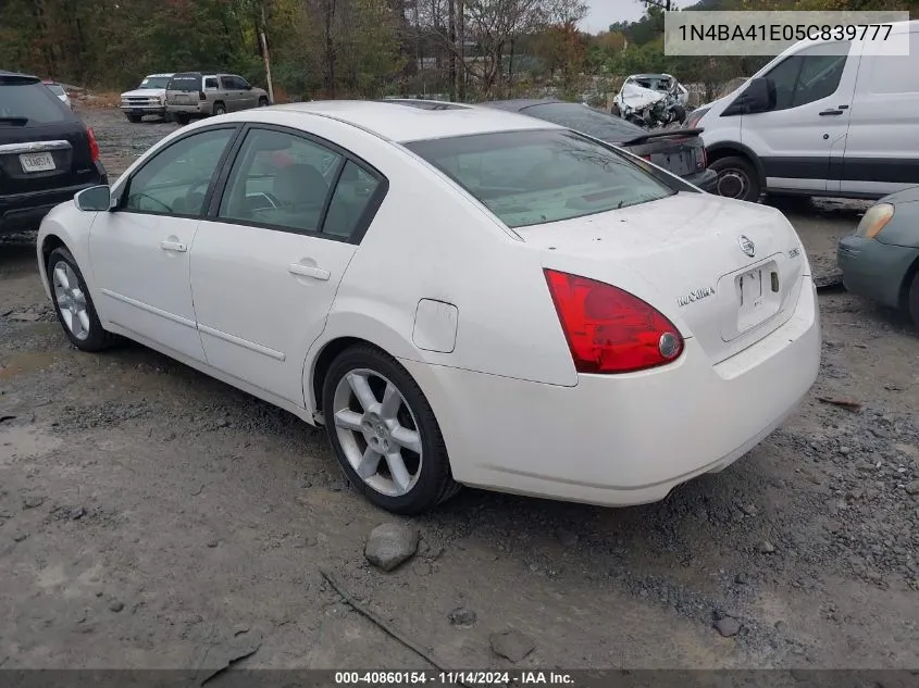 1N4BA41E05C839777 2005 Nissan Maxima 3.5 Se