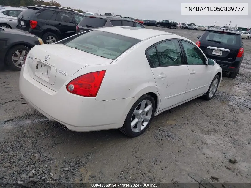 1N4BA41E05C839777 2005 Nissan Maxima 3.5 Se