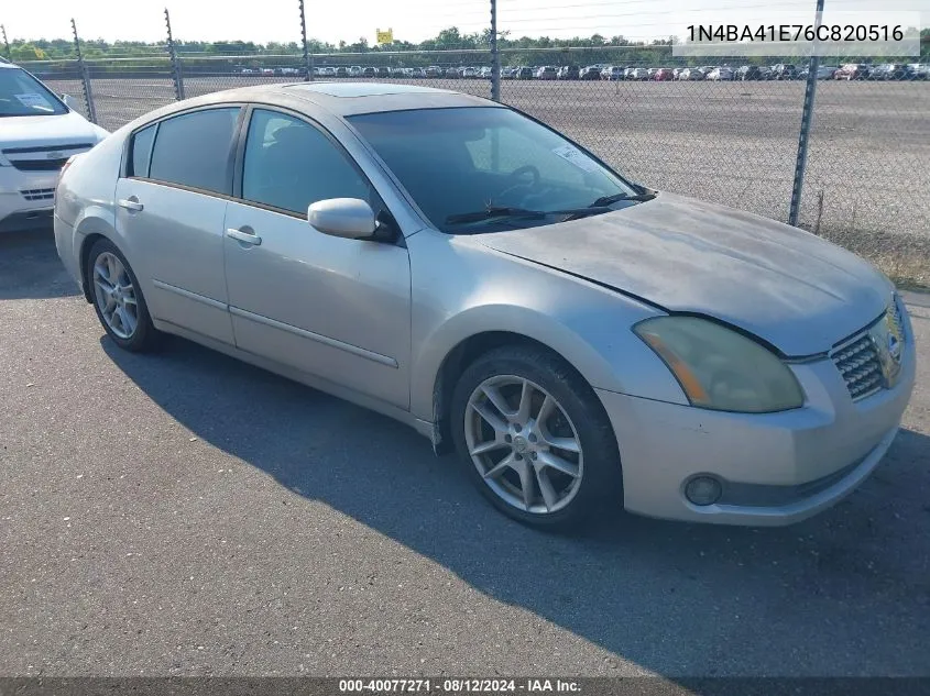 2006 Nissan Maxima 3.5 Se VIN: 1N4BA41E76C820516 Lot: 40077271