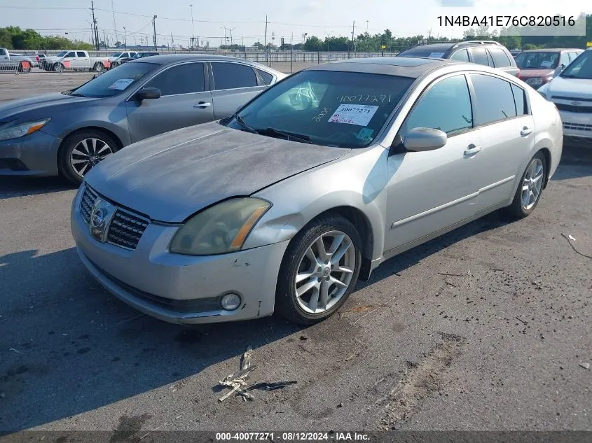 2006 Nissan Maxima 3.5 Se VIN: 1N4BA41E76C820516 Lot: 40077271