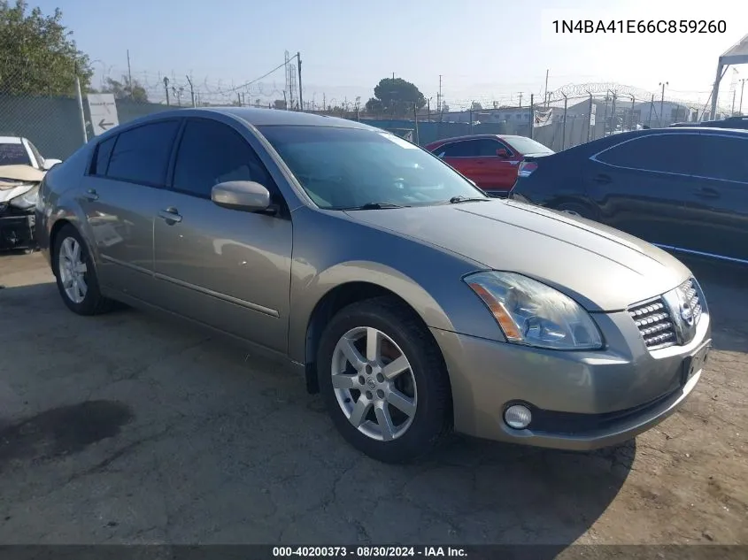 2006 Nissan Maxima 3.5 Sl VIN: 1N4BA41E66C859260 Lot: 40200373