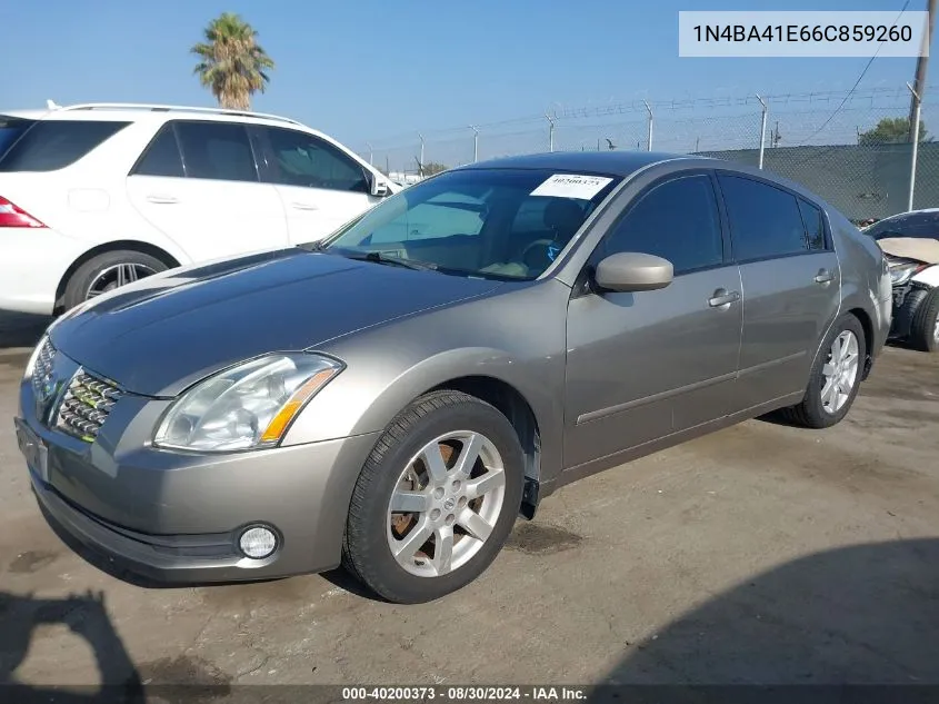 2006 Nissan Maxima 3.5 Sl VIN: 1N4BA41E66C859260 Lot: 40200373