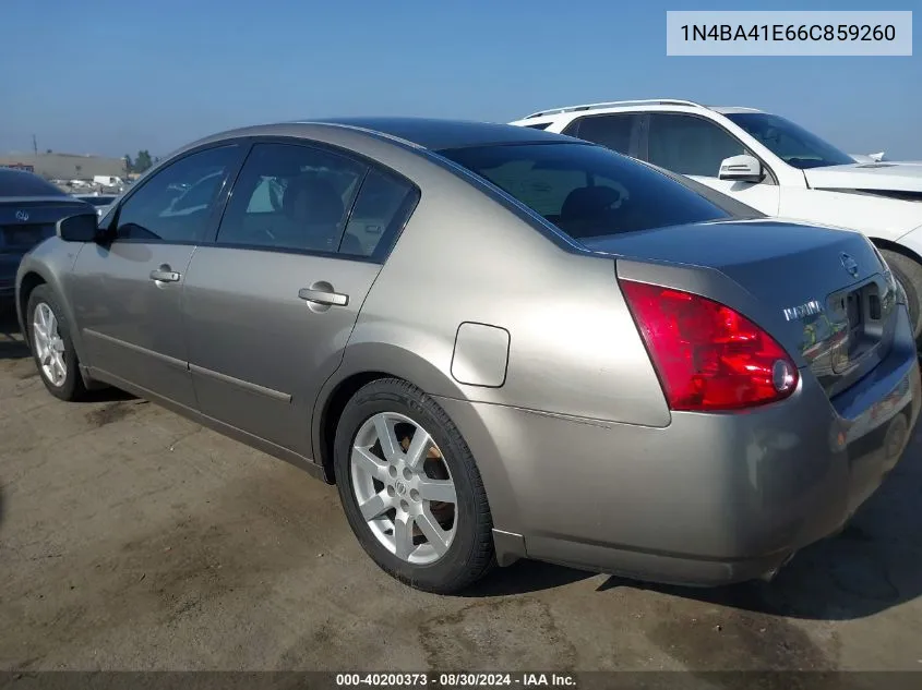 2006 Nissan Maxima 3.5 Sl VIN: 1N4BA41E66C859260 Lot: 40200373