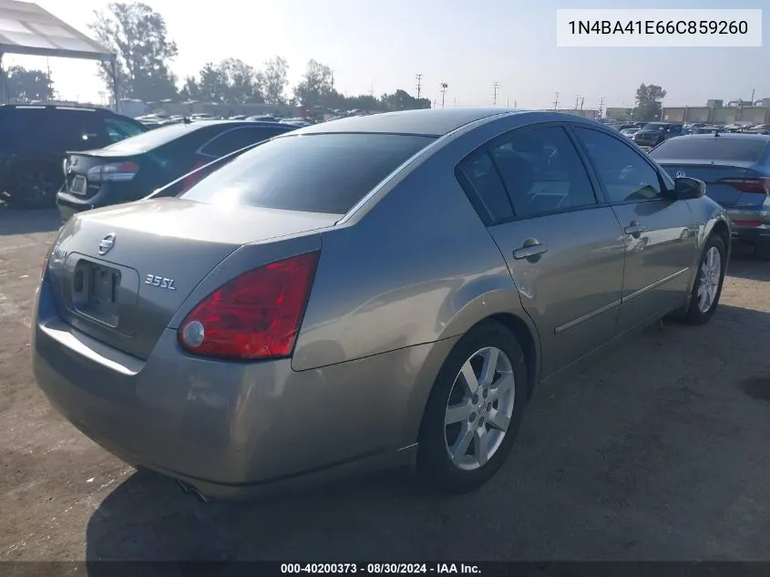 2006 Nissan Maxima 3.5 Sl VIN: 1N4BA41E66C859260 Lot: 40200373