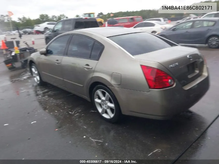 2006 Nissan Maxima 3.5 Se VIN: 1N4BA41E86C802171 Lot: 40306617