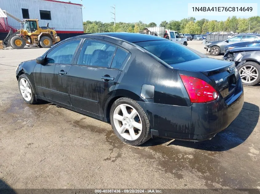 2006 Nissan Maxima 3.5 Se VIN: 1N4BA41E76C814649 Lot: 40387436