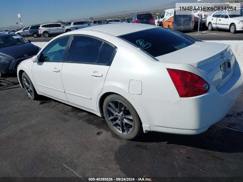 2006 Nissan Maxima Se/Sl VIN: 1N4BA41EX6C834264 Lot: 40395526