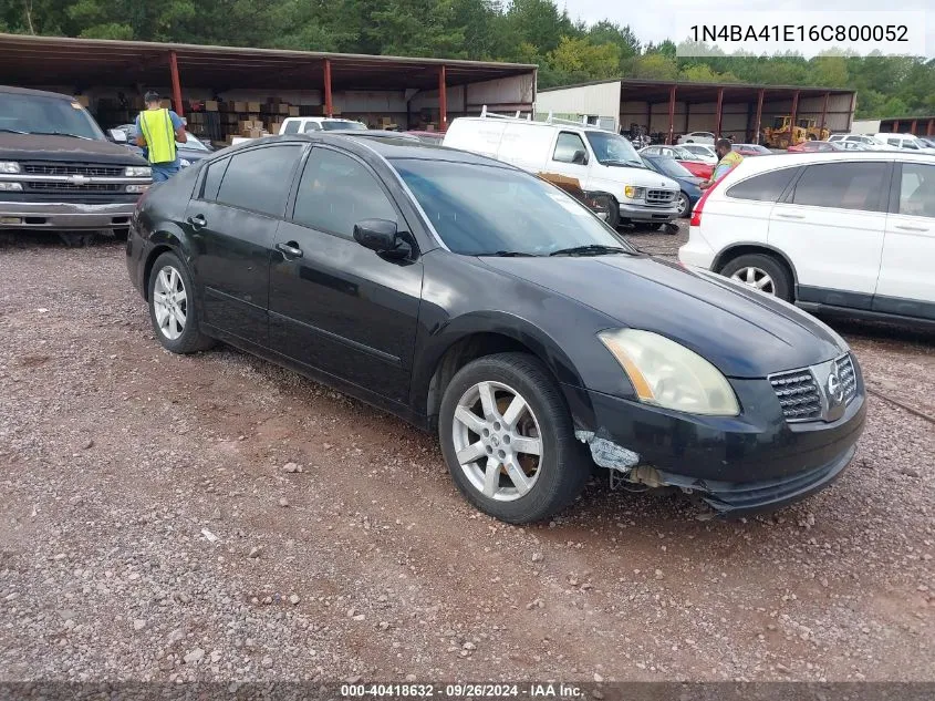 2006 Nissan Maxima 3.5 Sl VIN: 1N4BA41E16C800052 Lot: 40418632