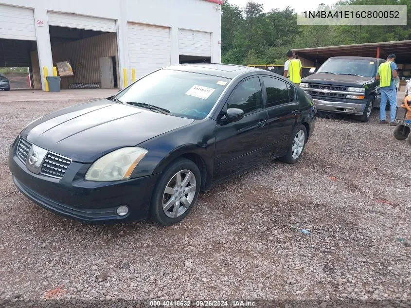 2006 Nissan Maxima 3.5 Sl VIN: 1N4BA41E16C800052 Lot: 40418632