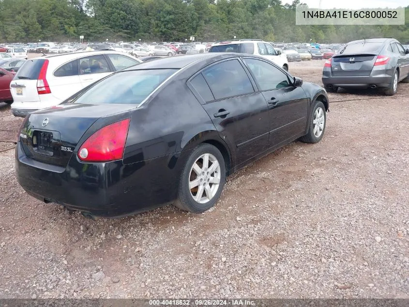 2006 Nissan Maxima 3.5 Sl VIN: 1N4BA41E16C800052 Lot: 40418632