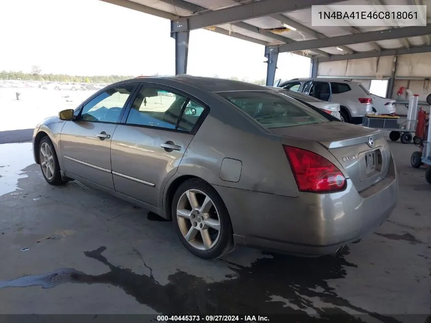 2006 Nissan Maxima 3.5 Se VIN: 1N4BA41E46C818061 Lot: 40445373