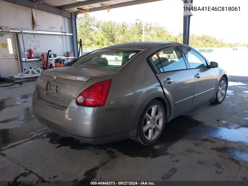 2006 Nissan Maxima 3.5 Se VIN: 1N4BA41E46C818061 Lot: 40445373