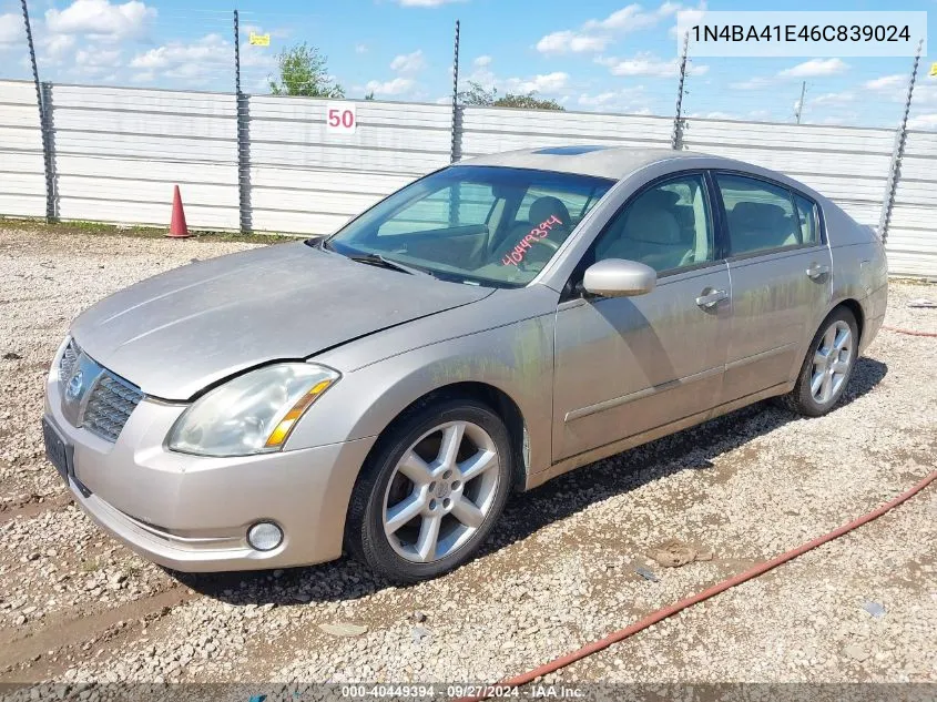 2006 Nissan Maxima 3.5 Se VIN: 1N4BA41E46C839024 Lot: 40449394