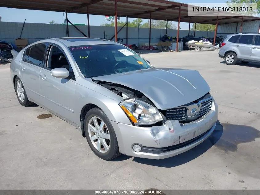 2006 Nissan Maxima Se/Sl VIN: 1N4BA41E46C818013 Lot: 40547875