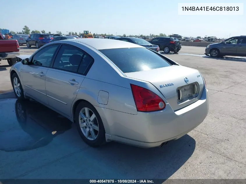 2006 Nissan Maxima Se/Sl VIN: 1N4BA41E46C818013 Lot: 40547875