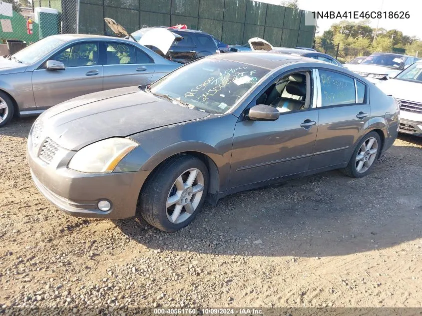 2006 Nissan Maxima 3.5 Sl VIN: 1N4BA41E46C818626 Lot: 40561760