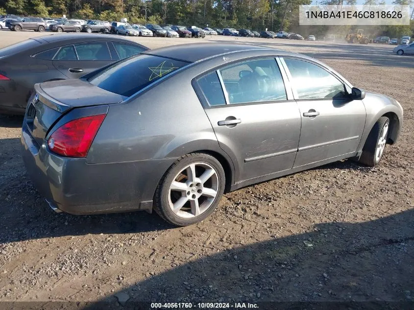 2006 Nissan Maxima 3.5 Sl VIN: 1N4BA41E46C818626 Lot: 40561760