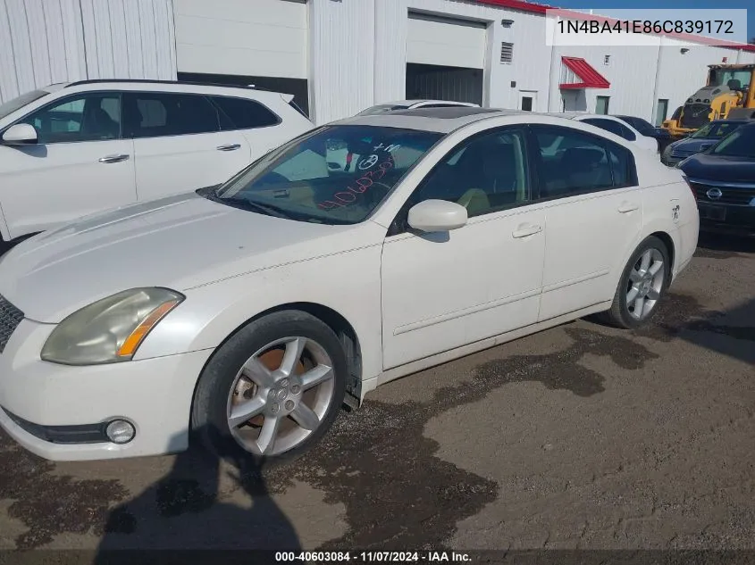 2006 Nissan Maxima 3.5 Se VIN: 1N4BA41E86C839172 Lot: 40603084