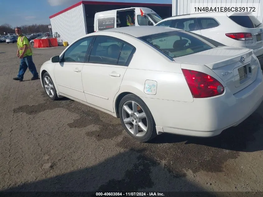 2006 Nissan Maxima 3.5 Se VIN: 1N4BA41E86C839172 Lot: 40603084