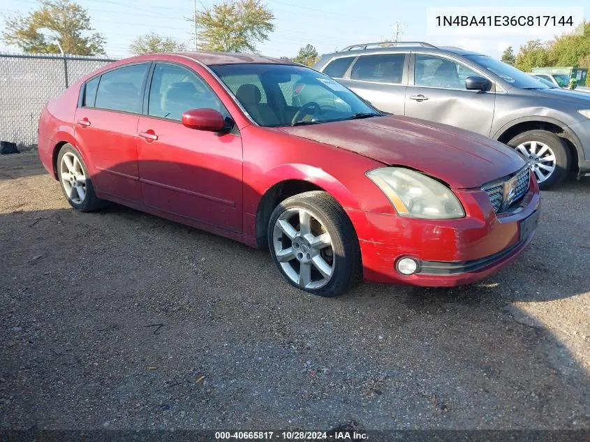 2006 Nissan Maxima 3.5 Se VIN: 1N4BA41E36C817144 Lot: 40665817