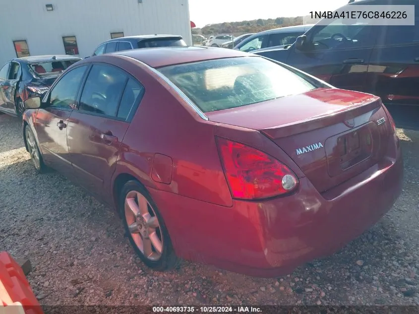 2006 Nissan Maxima 3.5 Se VIN: 1N4BA41E76C846226 Lot: 40693735