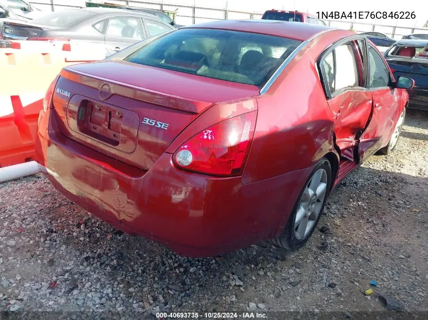 2006 Nissan Maxima 3.5 Se VIN: 1N4BA41E76C846226 Lot: 40693735