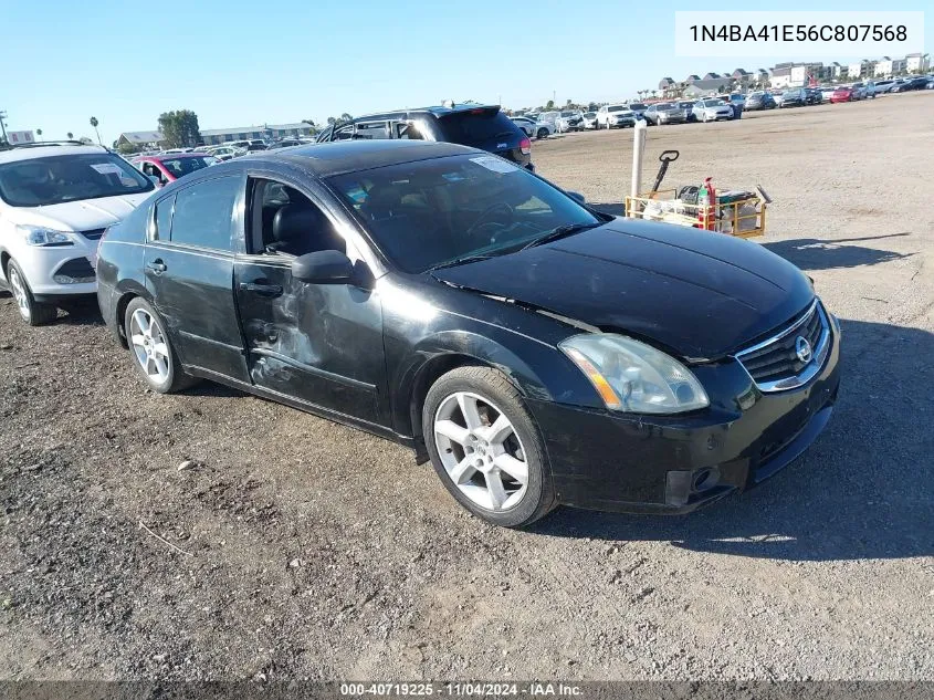 2006 Nissan Maxima Se/Sl VIN: 1N4BA41E56C807568 Lot: 40719225