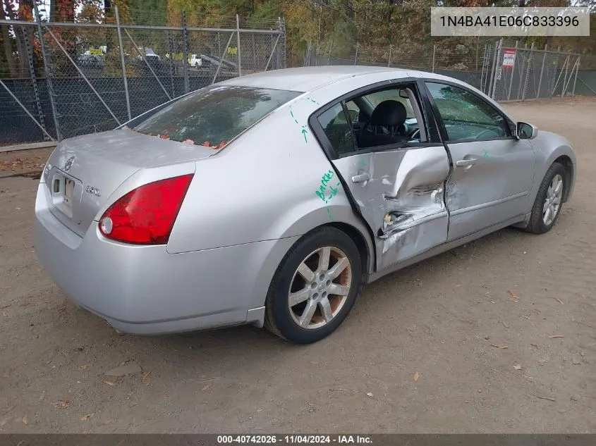 2006 Nissan Maxima Se/Sl VIN: 1N4BA41E06C833396 Lot: 40742026