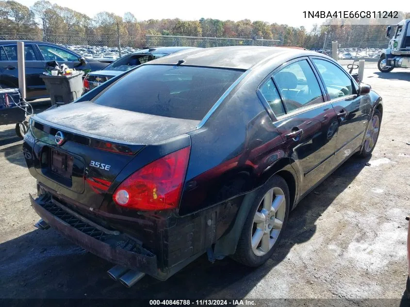 2006 Nissan Maxima 3.5 Se VIN: 1N4BA41E66C811242 Lot: 40846788