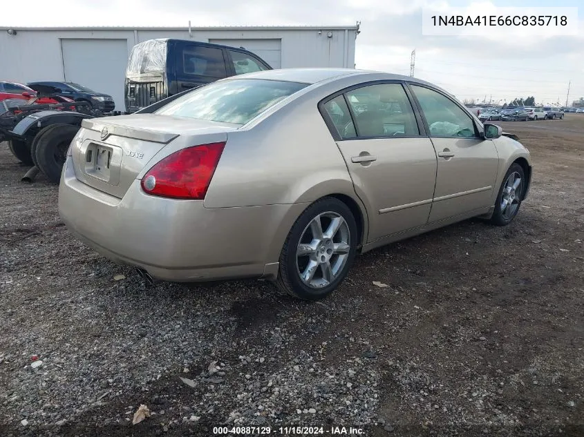 2006 Nissan Maxima 3.5 Se VIN: 1N4BA41E66C835718 Lot: 40887129