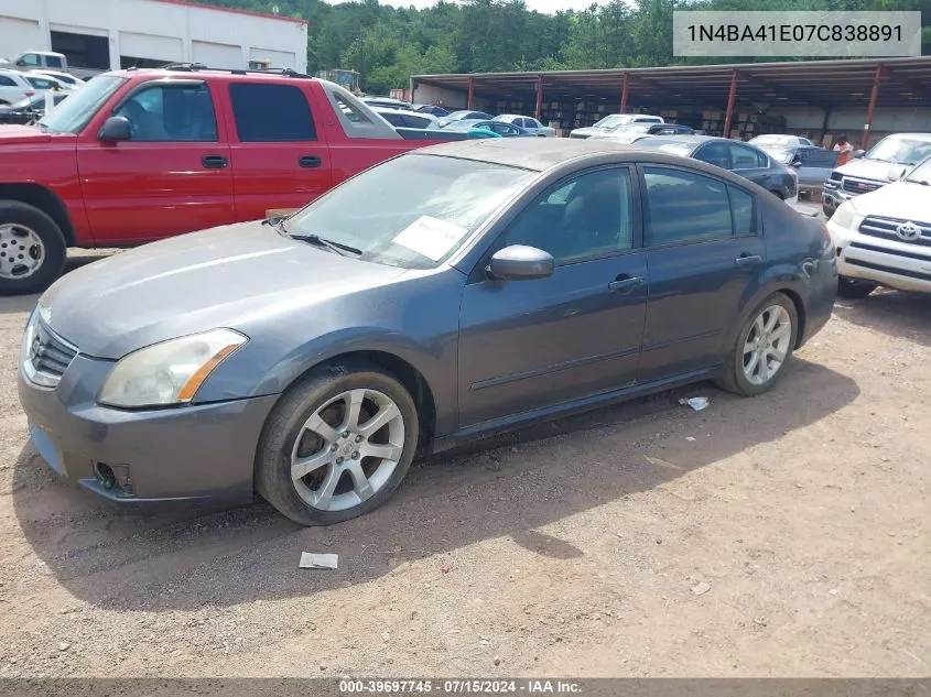 2007 Nissan Maxima 3.5 Se VIN: 1N4BA41E07C838891 Lot: 39697745