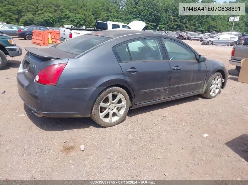 2007 Nissan Maxima 3.5 Se VIN: 1N4BA41E07C838891 Lot: 39697745