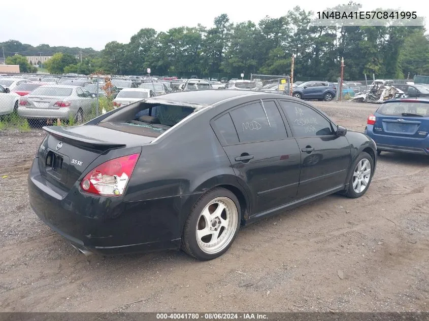 2007 Nissan Maxima 3.5 Se VIN: 1N4BA41E57C841995 Lot: 40041780