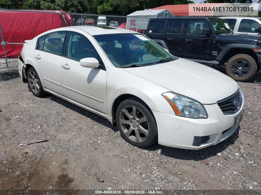 2007 Nissan Maxima 3.5 Se VIN: 1N4BA41E17C817015 Lot: 40083038