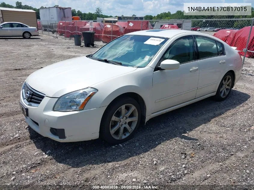 2007 Nissan Maxima 3.5 Se VIN: 1N4BA41E17C817015 Lot: 40083038